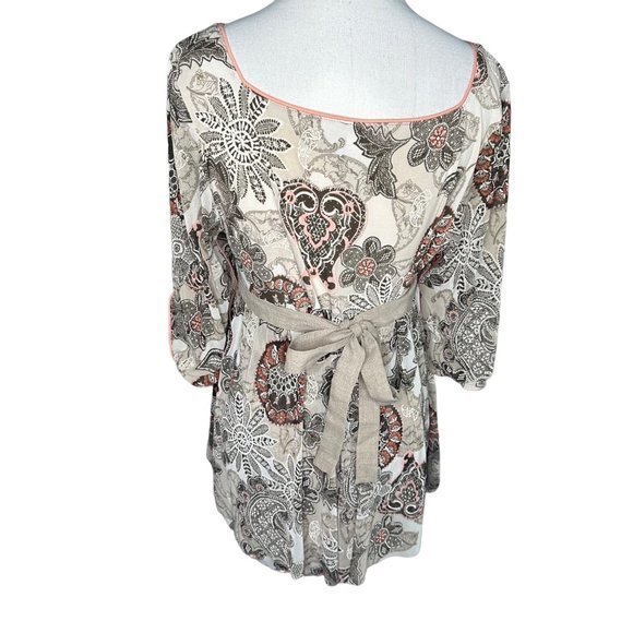 ANAC Designed by Kimi Belted Floral‎ 3/4 Sleeve Sheer Top Size Medium - Picture 8 of 12